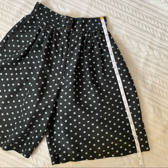90S Polka Dot 100% Silk High-Waisted Shorts - Picture 5 of 9